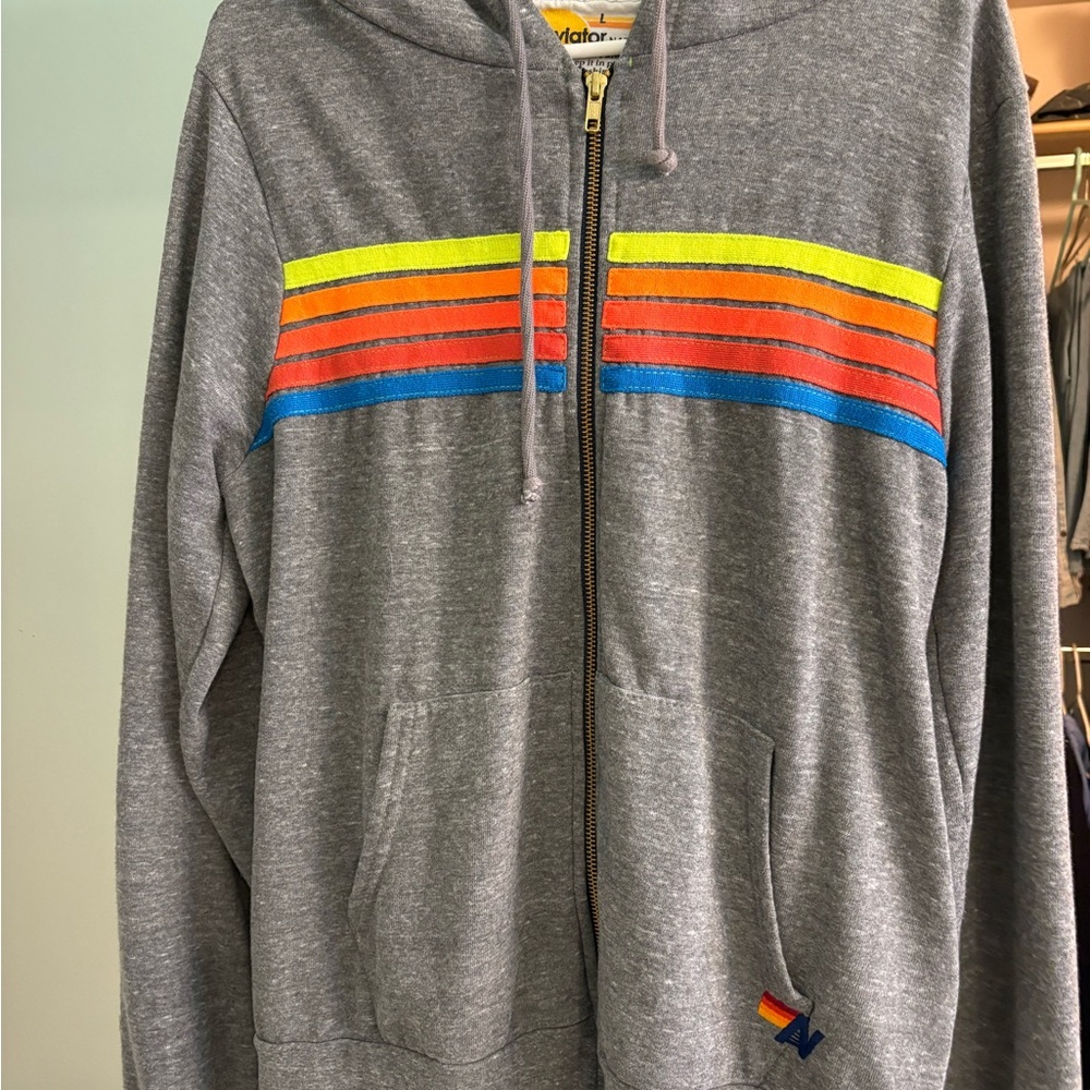 Aviator Nation Chevron Hoodie with Neon Stripes - Picture 3 of 4